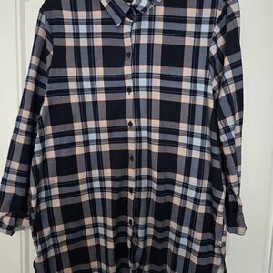 Almost Famous Blue and Pink Plaid Shirt